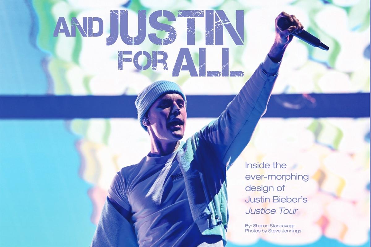 Justin Bieber on top of custom inflatable airplane during Justice tour