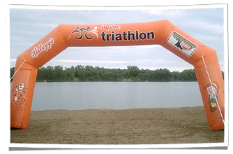 Hy-Vee's Inflatable Start Arch at Triathlon Event