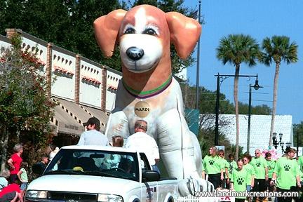 Inflatable Mardi Dog on Parade Float