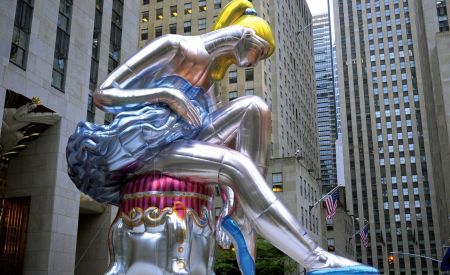 Giant Inflatable Seated Ballerina Art Installation by Jeff Koons